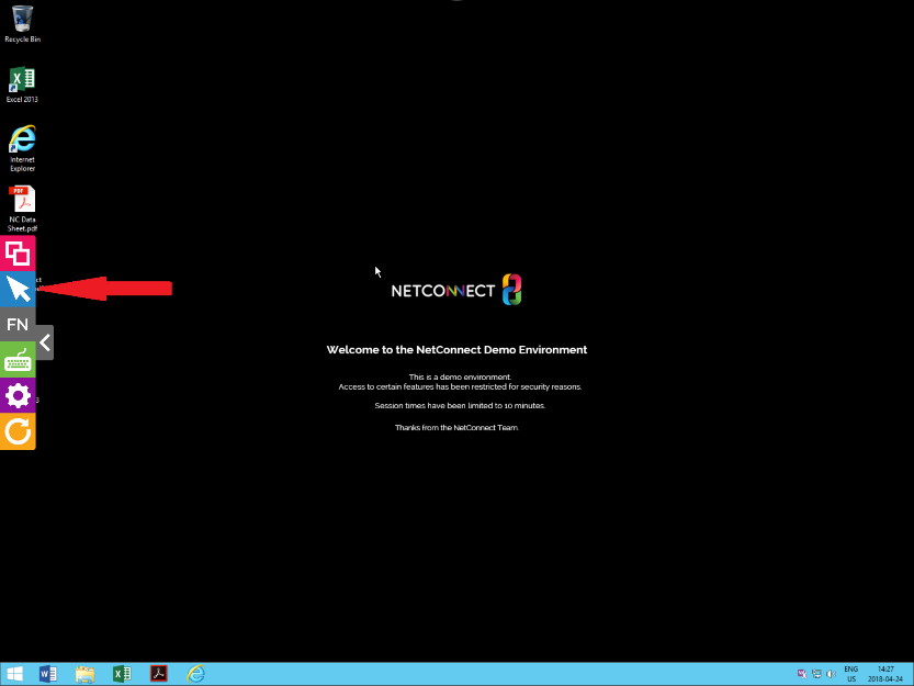 NetConnect Desktop screenshot with mouse enabled